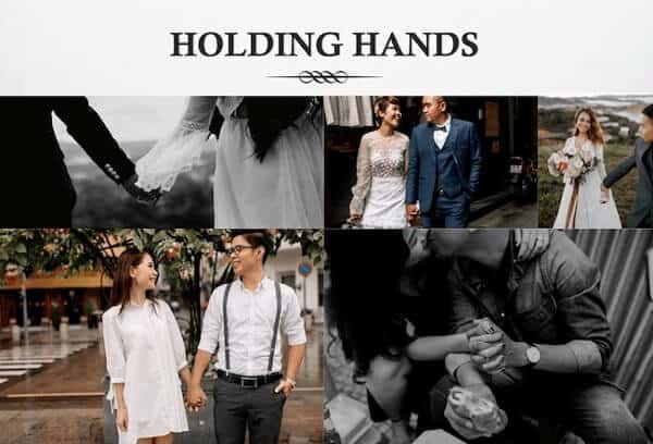 Tạo dáng chụp ảnh cưới nắm thật chặt tay nhau