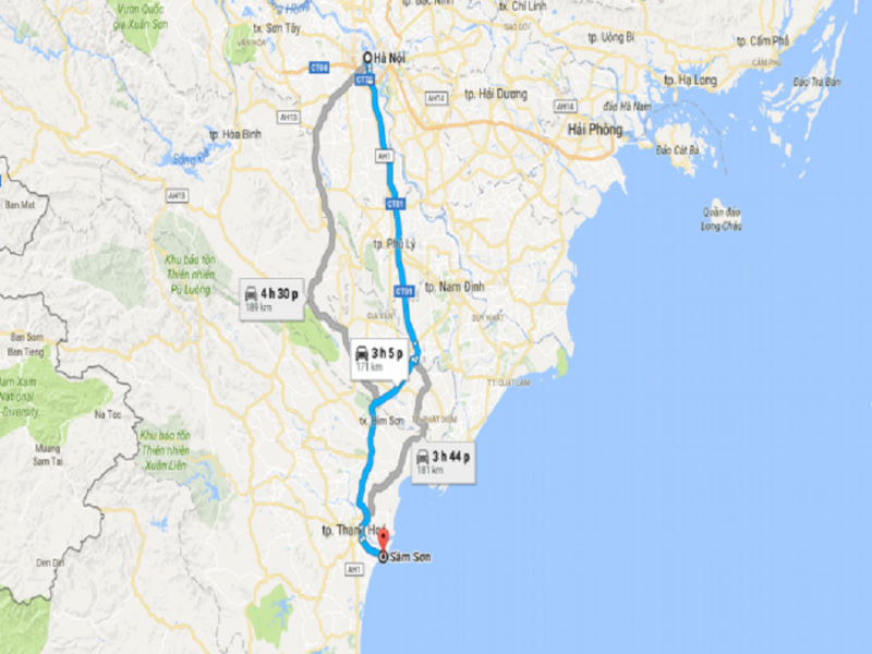 Sầm Sơn cách Hà Nội bao nhiêu km?
