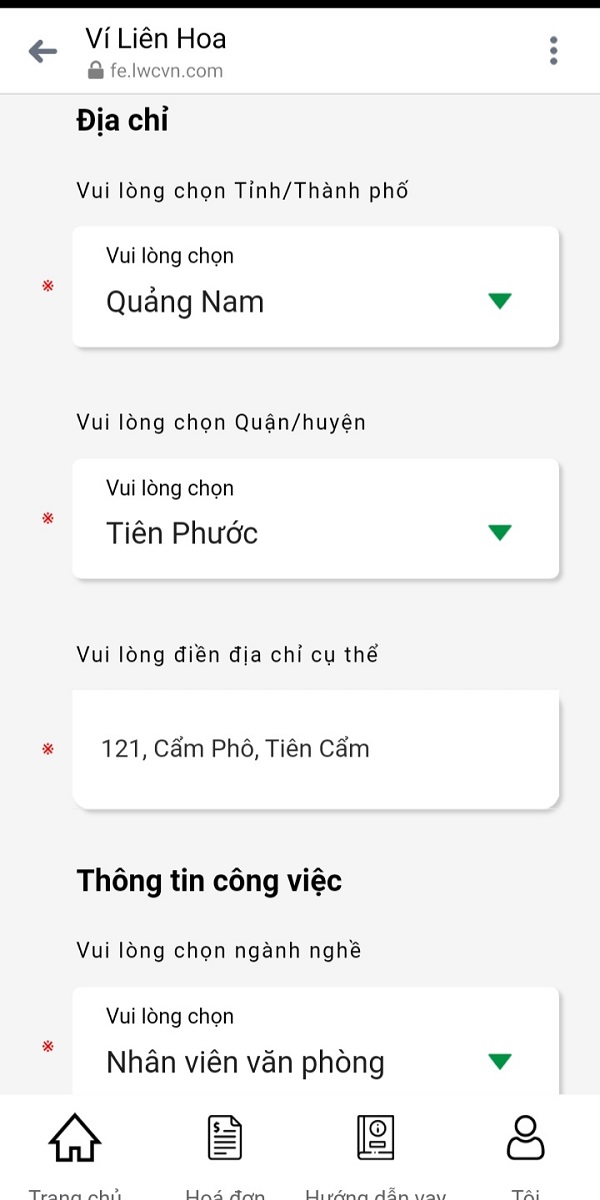 Hướng dẫn đăng ký vay.