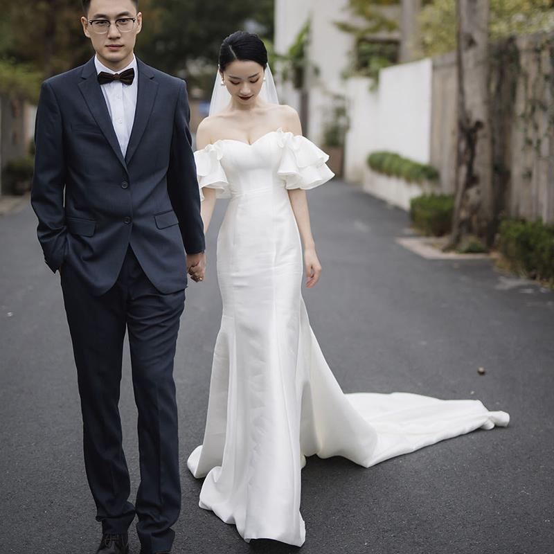 Đầm cưới vải satin mỏng đuôi cá thời trang sang trọng 2022 | Shopee Việt Nam